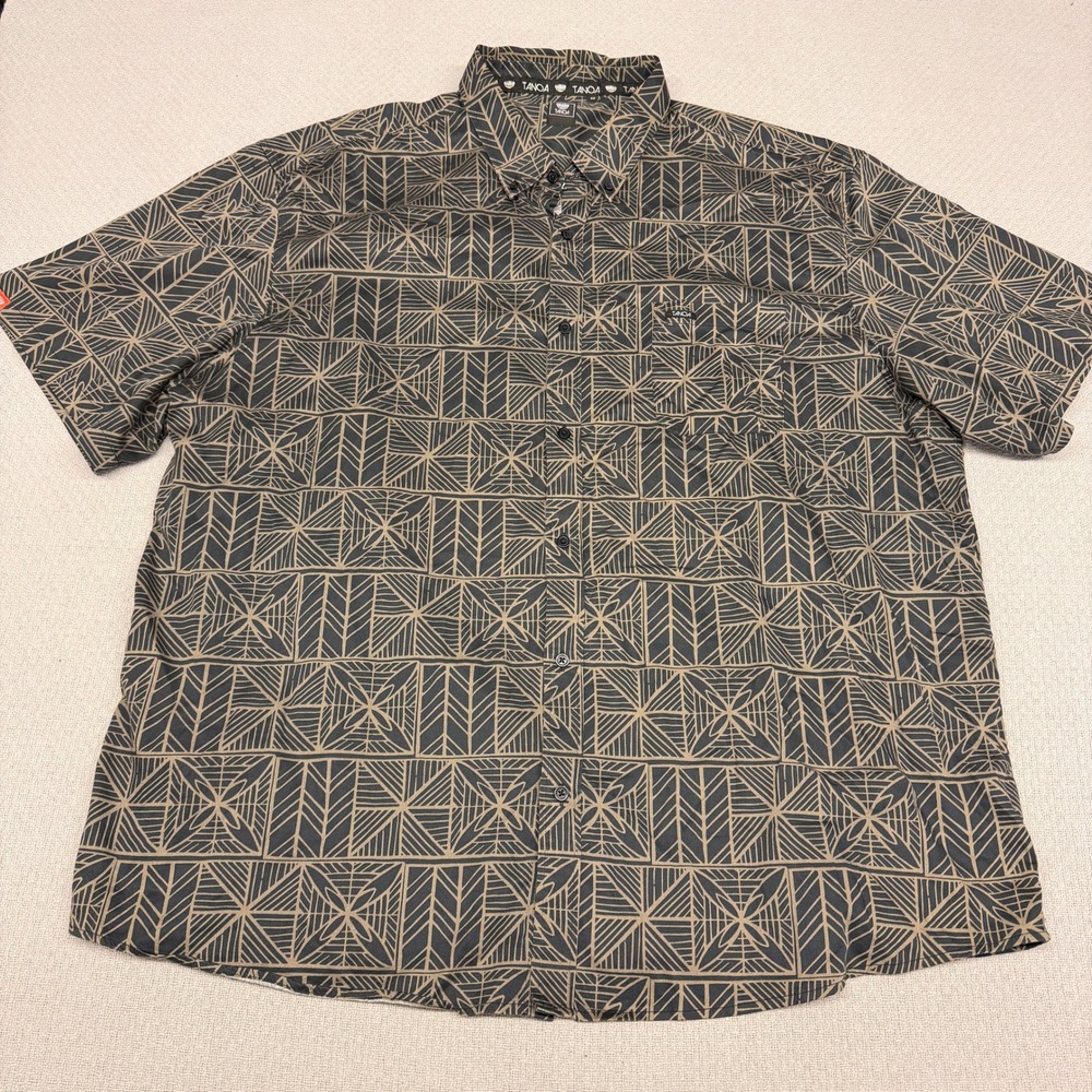 Tanoa Shirt Mens 4XL Short Sleeve Samoan‎ Tribal Hawaiian Beach Casual